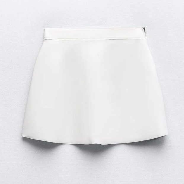 New Zara Oyster White Mini Skirt
